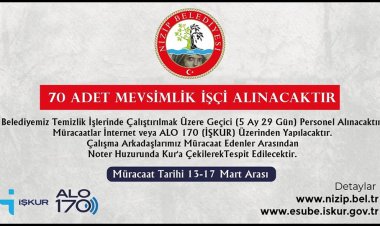 Nizip Belediyesi personel alacak