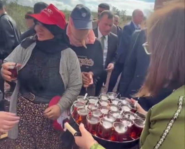 FATMA ŞAHİN’DEN ZEYTİN HASADI YAPAN ÇALIŞANLARA ÇAY İKRAMI