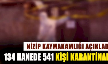 Nizip Kaymakamlığı Açıkladı 134 Hanede 541 Kişi Karantina Altında